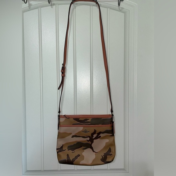 Coach Pink Camouflage Leather Crossbody w/ Adjustable Strap - Picture 2 of 13